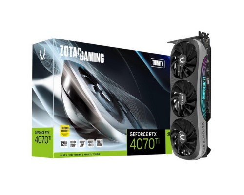 Видеокарта RTX4070Ti TRINITY 12GB GDDR6X, 192bit, 2610/21000, HDCP, 3xDP, HDMI, Premium Pack ZT-D40710D-10P