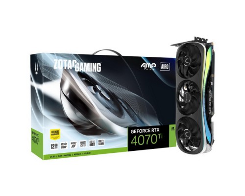 Видеокарта RTX4070Ti AMP EXTREME AIRO 12GB GDDR6X, 192bit, 2700/21000, HDCP, Three DP, HDMI, Premium Pack ZT-D40710B-10P