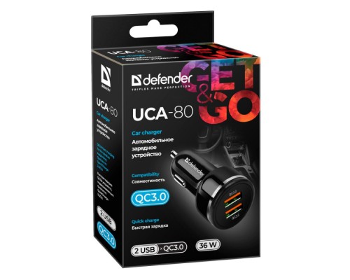 Автомобильное ЗУ UCA-80 2xUSB QC3.0, 36W DEFENDER