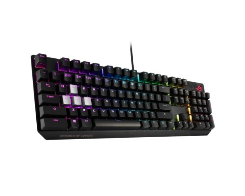 Клавиатура ASUS ROG Strix Scope NX 90MP0186-B0RA00 проводная, механическая, ROG NX Red switches, RGB подсветка, USB, аллюминивая рама, цвет  черный