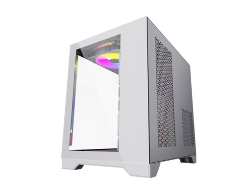 Корпус Powercase Vision Micro, White, Tempered Glass, 4х 120mm 5-color fan, белый, mATX  (CVWM-L4)