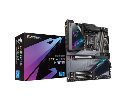 Материнская плата Z790 AORUS MASTER Socket 1700, Intel®Z790, 4xDDR5-4800, 3xPCI-Ex16, 4xSATA3(RAID 0/1/5/10), 5xM.2, 8Ch Audio, 1x10GbLan, WiFi, (0+4)xUSB2.0, (11+4)xUSB3.2, (3+1)xUSB3.2 Type-C™, ATX, RTL