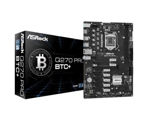 Материнская плата Q270 PRO BTC+, Socket 1151, Intel®Q270, 2xDDR4-2400, HDMI, 1xPCI-Ex16, 12xPCI-Ex1, 4xSATA3, 1xM.2, GLan, (4+2)xUSB2.0, (2+2)xUSB3.0, 2xPS/2, ATX, RTL  (935473)