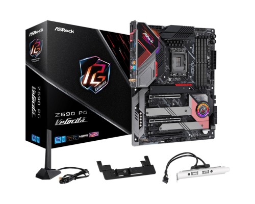 Материнская плата Z690 PG Velocita, Socket 1700, Intel®Z690, 4xDDR5-4400, HDMI+DP, 3xPCI-Ex16, 1xPCI-Ex1, 6xSATA3 (RAID 0/1/5/10), 4xM.2, 8 Ch Audio, 1xGLan, 1x2.5GLan, WiFi, (2+2)xUSB2.0, (7+4)xUSB3.2, (1+1)xUSB3.2 Type-C™, 1xPS2, ATX, RTL (936104)