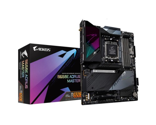 Материнская плата B650E AORUS MASTER, Socket AM5, AMD B650, 4xDDR5-5200, HDMI, 3xPCI-Ex16, 4xSATA3(RAID 0/1/10), 4xM.2, 8 Ch Audio, 2.5GLan, WiFi, (4+4)xUSB2.0, (8+2)xUSB3.2, (1+1)xUSB3.2 Type-C™, ATX, RTL  (848989)