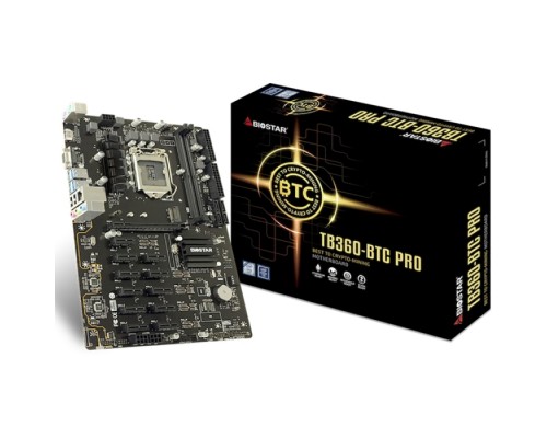 Материнская плата TB360-BTC Pro 2.0/3.0, Socket 1151, Intel®B360, 2xDDR4-2666, D-SUB+HDMI, 1xPCI-Ex16, 11xPCI-E16x1, 4xSATA3, 1xM.2, 8 Ch Audio, GLan, (2+4)xUSB2.0, (4+2)xUSB3.1, 2xPS/2, ATX, RTL  (685284)