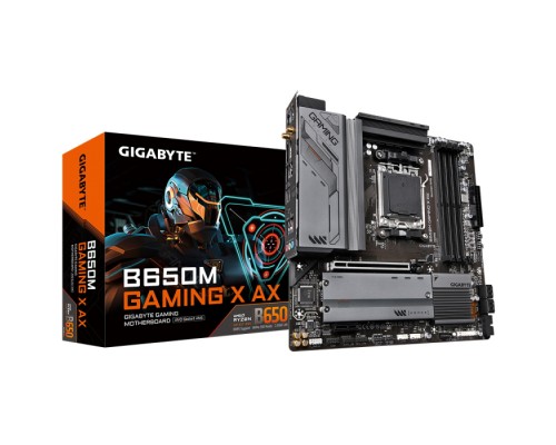 Материнская плата B650M GAMING X AX, Socket AM5, AMD B650, 4xDDR5-5200, HDMI+DP+DP, 1xPCI-Ex16, 1xPCI-Ex1, 4xSATA3(RAID 0/1/10), 2xM.2, 8 Ch Audio, 2.5GLan, WiFi, (4+4)xUSB2.0, (3+2)xUSB3.2, (1+1)xUSB3.2 Type-C™, 1xPS/2, mATX, RTL  (849993)