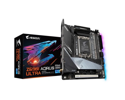 Материнская плата Z690I AORUS ULTRA, Socket 1700, Intel®Z690, 2xDDR5-4800, HDMI+DP, 1xPCI-Ex16, 2xSATA3, 2xM.2, 8Ch Audio, 2,5GbLan, WiFi, (2+4)xUSB2.0, (5+2)xUSB3.2, (1+1)xUSB3.2 Type-C™, Mini-ITX, RTL  (829940)