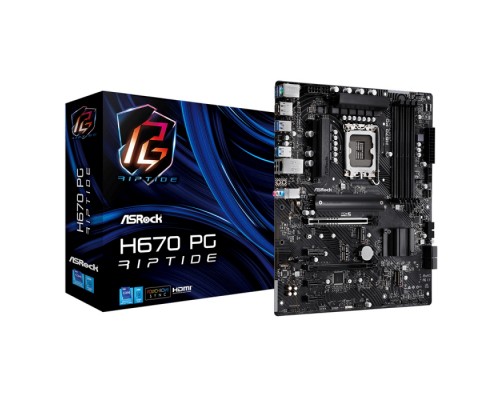 Материнская плата H670 PG Riptide, Socket 1700,Intel®H670,4xDDR4-3200,HDMI+DP,2xPCI-Ex16,3xPCI-Ex1,4xSATA3(RAID 0/1/5/10),3xM.2,8 Ch Audio,GLan, (2+2)xUSB2.0,(5+4)xUSB3.2,(1+1)xUSB3.2 Type-C™,1xPS2, ATX,RTL (936548)