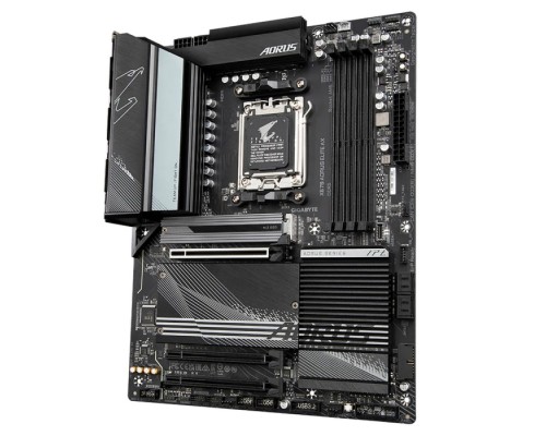 Материнская плата X670 AORUS ELITE AX, Socket AM5, AMD X670, 4xDDR5-5200, HDMI, 3xPCI-Ex16, 4xSATA3(RAID 0/1/10), 2xM.2, 6 Ch Audio, 1x2,5GLan, (4+4)xUSB2.0, (8+4)xUSB3.2, (1+1)xUSB3.2 Type-C™, ATX, RTL  (848798)