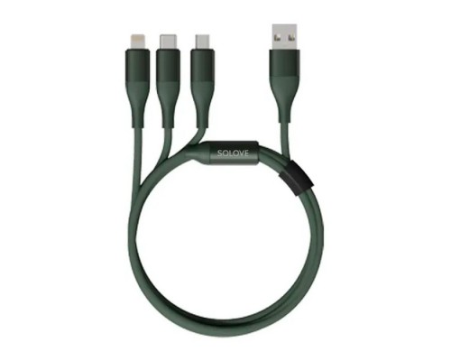 Кабель 3 in 1 зарядный USB Lightning/Micro/Type-C  Xiaomi (Mi) SOLOVE 120 см 5V 2,4А нейлоновая опле