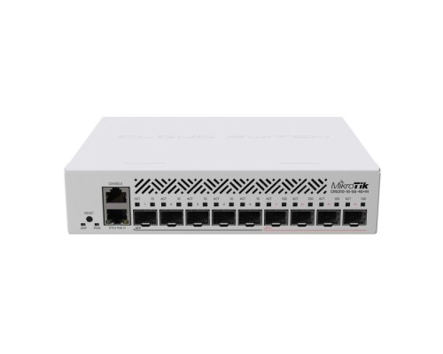 Коммутатор CRS310-1G-5S-4S+IN 10 Gigabit fibre connectivity way over a 100 meters – for small offices or ISPs. Hardware offloaded VLAN-filtering and even some L3 routing