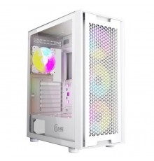 Корпус Powercase Alisio X4W, Tempered Glass, 4x 120mm 5-color fan, белый, ATX  (CAXW-L4) CAXW-L4                                                                                                                                                          
