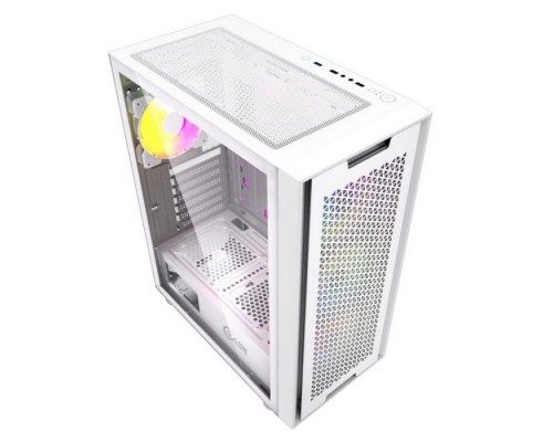 Корпус Powercase Alisio X4W, Tempered Glass, 4x 120mm 5-color fan, белый, ATX  (CAXW-L4) CAXW-L4