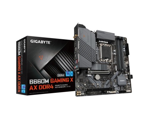 Материнская плата B660M GAMING X AX DDR4, Socket 1700, Intel®B660, 4xDDR4-3200, HDMI+DP, 2xPCI-Ex16, 4xSATA3(RAID 0/1/5/10), 2xM.2, 8Ch Audio, 2,5GbLan, WiFi, (5+4)xUSB2.0, (3+2)xUSB3.2, (0+1)xUSB3.2 Type-C™, mATX, RTL