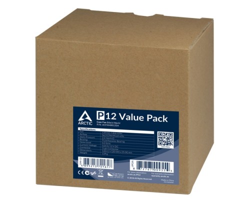 Вентилятор корпусной ARCTIC P12 Value pack (black/black)  (5pc)  (ACFAN00135A) (701617)