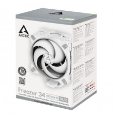 Вентилятор для процессора Arctic Freezer 34 eSports DUO - Grey/White 1150-56,2066, 2011-v3 (SQUARE ILM) , Ryzen (AM4) RET (ACFRE00074A) (702218)                                                                                                          