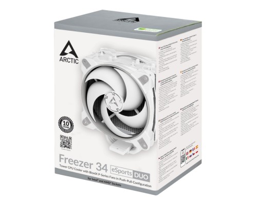 Вентилятор для процессора Arctic Freezer 34 eSports DUO - Grey/White 1150-56,2066, 2011-v3 (SQUARE ILM) , Ryzen (AM4) RET (ACFRE00074A) (702218)