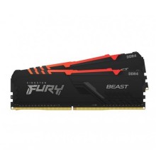 Модуль памяти KINGSTON Fury Beast Gaming DDR4 Общий объём памяти 16Гб Module capacity 8Гб Количество 2 3600 МГц Радиатор Множитель частоты шины 17 1.35 В RGB черный KF436C17BBAK2/16                                                                     