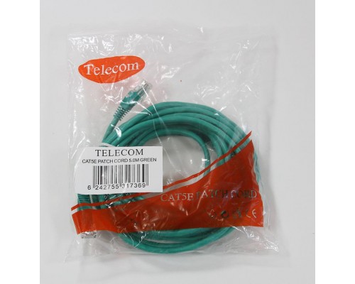 Кабель PATCH CAT5E UTP 5M GREEN NA102-G-5M TELECOM