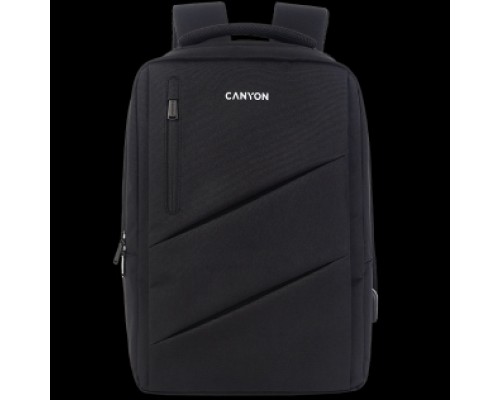 Рюкзак для ноутбука CANYON BPE-5, Laptop backpack for 15.6 inch, Product spec/size(mm): 400MM x300MM x 120MM(+60MM),Black, EXTERIOR materials:100% Polyester, Inner materials:100% Polyestermax weight (KGS): 12kg