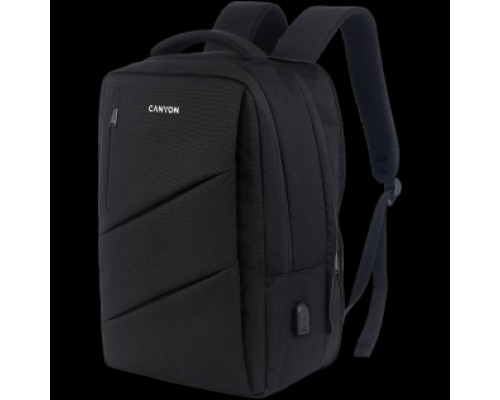 Рюкзак для ноутбука CANYON BPE-5, Laptop backpack for 15.6 inch, Product spec/size(mm): 400MM x300MM x 120MM(+60MM),Black, EXTERIOR materials:100% Polyester, Inner materials:100% Polyestermax weight (KGS): 12kg