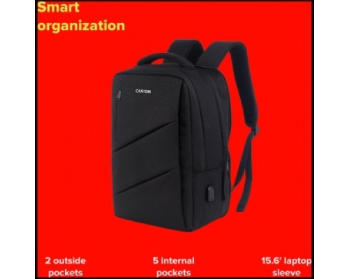 Рюкзак для ноутбука CANYON BPE-5, Laptop backpack for 15.6 inchProduct spec/size(mm): 400MM x300MM x 120MM(+60MM)Grey, Canyon LogoEXTERIOR materials:100% PolyesterInner materials:100% Polyestermax weigh