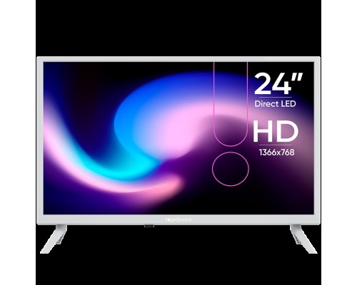 Телевизор Topdevice, 24'' DLED TV, Digital TV,WHITE COLOR,TWO LEGS,P3 STAND,MSD3663,DVB-T/C/T2/S2, WITH CI SLOT, CI+, Innolux 180±20 brightness,DVB-T/C/T2/S2, USB, Hotel function,H.265, Dolby, AC-3 ,PAL/SECAM,BG/DK/ I/NICAM, EN, RU(DEFAULT), AC100 -