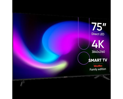 Телевизор Topdevice, 75''DLED UHD DigitalSmartTV,TWO LEGS,MT9632,DVB-T/C/T2/S2,WITH CI SLOT,CI+, AUO/CSOT280±20 Bri,Android 11.0 1.5G+8G with Wildred launcher,DVB-T/C/T2/S2,USB,Hotel FUN,H.265,Dolby,AC-3,WiFi,PAL/SECAM,BG/DK/I/NICAM,EN,RU(Def),AC100-