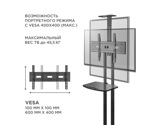 Мобильная стойка ONKRON TS1551чёрная