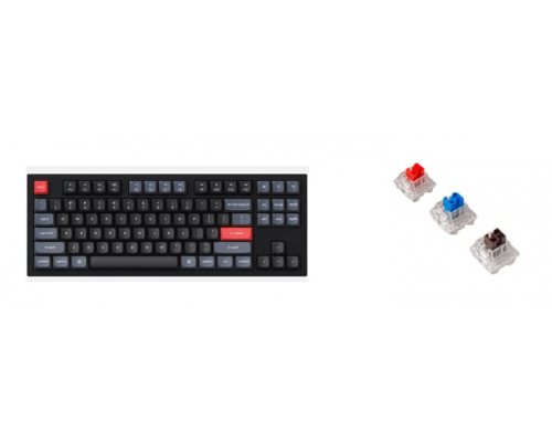 Проводная Клавиатура механическая Keychron Q3 ( Q3-M1)  Red Gateron G Pro ( красные свичи), RGB- подсветка, Hotswap (возможность замены переключателей) , Knob (регулирующая поворотная ручка)RGB подсветка,87 кнопок, цвет черный