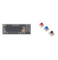 Клавиатура проводная, Q3-N2,RGB подсветка,синий свитч,87 кнопок, цвет серый                                                                                                                                                                               
