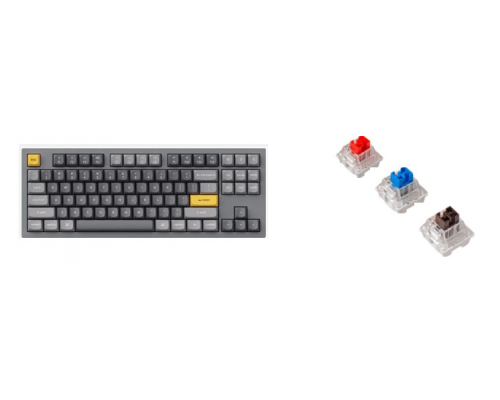 Клавиатура проводная, Q3-N3,RGB подсветка,коричневый свитч,87 кнопок, цвет серый