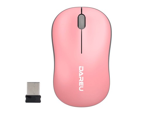 Мышь беспроводная Dareu LM106G Pink-Grey (розовый с серым), DPI 1200, ресивер 2.4GHz, размер 99.4x59.7x38.4мм