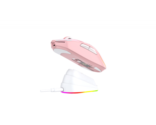 Мышь игровая беспроводная Dareu A950 Pink (розовый), DPI 400/800/1600/3200/6400/12000, подключение Tri-mode: проводное+2.4GHz+BT, встроенный аккумулятор 930mAh, зарядная станция, подсветка RGB, размер 123x64x39мм