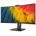 Монитор LCD 34'' 21:9 3440x1440(UWQHD) VA, Curved, nonGLARE,75 Гц, 350cd/m2, H178°/V178°, 3000:1, 50M:1, 16,7 миллионов цветов, 4ms, VGA, HDMI, DP, USB-Hub, Height adj, Pivot, Tilt, Swivel, Speakers, 3Y, Black