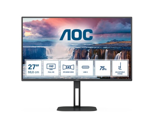 Монитор LCD 27'' 16:9 1920х1080(FHD) IPS, nonGLARE, 75 Гц, 300cd/m2, H178°/V178°, 1000:1, 20M:1, 16,7 миллионов цветов, 1ms, VGA, HDMI, DP, USB-Hub, Height adj, Tilt, Swivel, Speakers, 2Y, Black