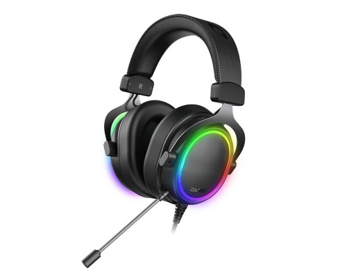 Гарнитура игровая проводная Dareu EH925s Pro Black (черный), подсветка RGB, съемный микрофон с  шумоподавлением, подключение USB, длина кабеля 2,2м