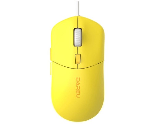 Мышь проводная Dareu LM121 Yellow (желтый), DPI 800/1600/2400/6400, подсветка RGB, размер 116x35x60мм, 1,8м