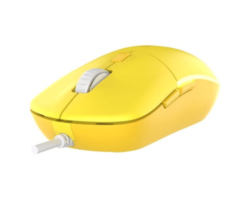 Мышь проводная Dareu LM121 Yellow (желтый), DPI 800/1600/2400/6400, подсветка RGB, размер 116x35x60мм, 1,8м