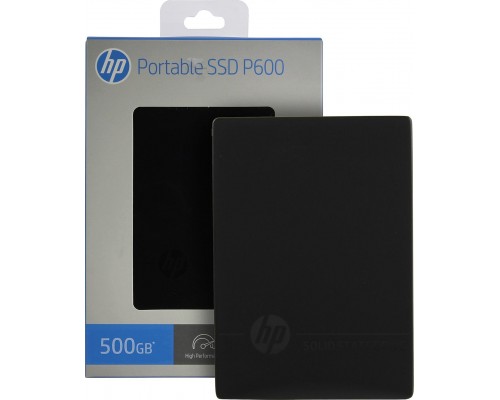 Внешний накопитель SSD HP P600 Series 3XJ07AA 500Gb, USB 3.2 Gen2 Type-C, чтение  560 Мб/сек, запись  490 Мб/сек, black