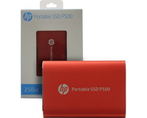 Внешний накопитель SSD HP P500 Series 7PD49AA 250Gb, USB 3.2 Gen2, чтение  370 Мб/сек, запись  200 Мб/сек, 100 TBW, red