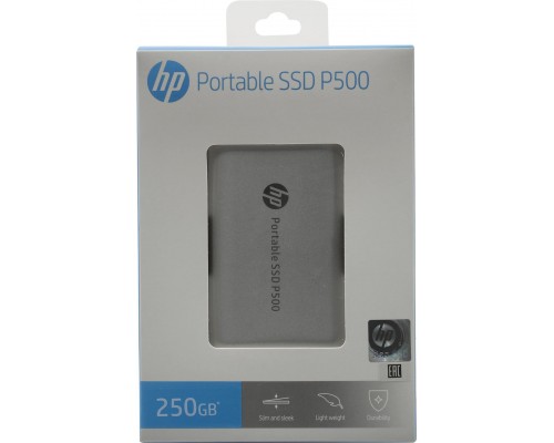 Внешний накопитель SSD HP P500 Series 7PD51AA 250Gb, USB 3.2 Gen2, чтение  370 Мб/сек, запись  200 Мб/сек, 100 TBW, silver