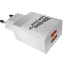 Зарядное устройство СЗУ More choice NC24m white 2х USB, 2.1А, с кабелем micro USB, держатель для кабеля, белый                                                                                                                                            