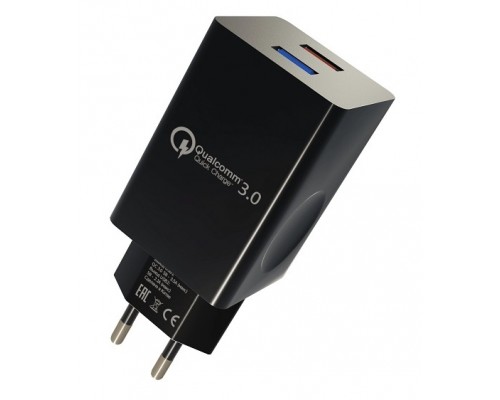 Зарядное устройство СЗУ More choice NC55QC black для быстрого заряда, USB 1  5B - 3.0A (QC), USB 2  5B - 2.1A, черный