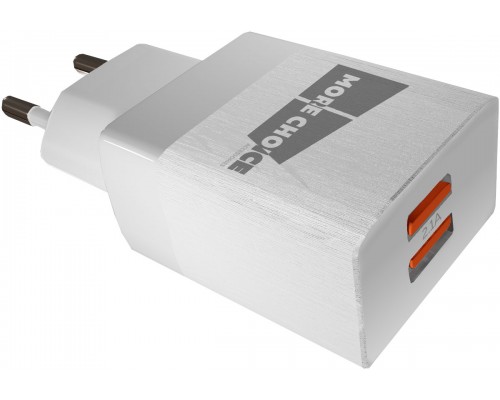 Зарядное устройство СЗУ More choice NC24 white 2х USB, 5V/2.1А, держатель для кабеля, белый