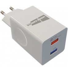 Зарядное устройство СЗУ More choice NC55QCi white для быстрого заряда, с кабелем Lightning 8-pin, USB 1  5B - 3.0A (QC), USB 2  5B - 2.1A, белый                                                                                                          
