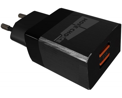 Зарядное устройство СЗУ More choice NC24i black 2х USB, 2.1А, с кабелем Lightning 8-pin, держатель для кабеля, черный