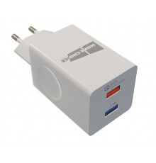 Зарядное устройство СЗУ More choice NC55QC white для быстрого заряда, USB 1  5B - 3.0A (QC), USB 2  5B - 2.1A, белый                                                                                                                                      