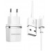 Зарядное устройство СЗУ More choice NC22m white 2х USB, 2.4А, с кабелем micro USB, держатель для кабеля, белый